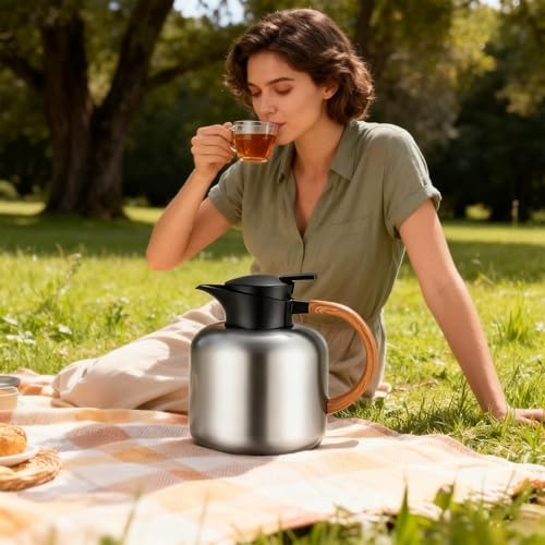 Jarra de café de acero inoxidable con aislamiento al vacío de doble pared y termo de alta gama de 2L 8