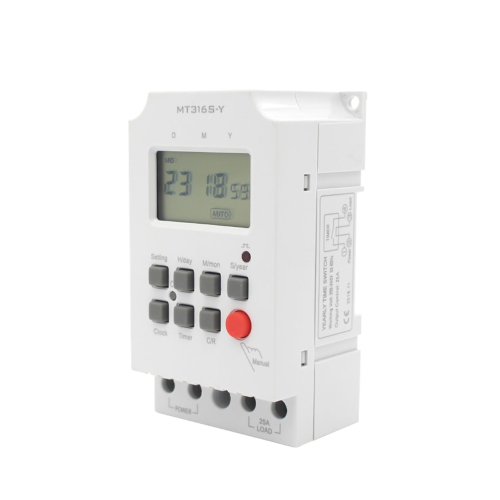 RWRAPS microcomputer Interruttore Timer 220VAC 25A MT316S-Y Temporizzatore programmabile su Guida DIN con LCD Temporizzatore Giornaliero/mensile/Interruttore orario Digitale annuale