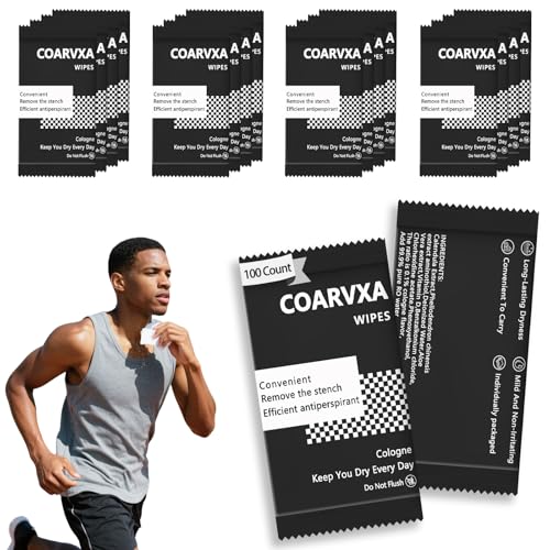 COARVXA Black Cologne Body Wipes 100 pieces of Fresh deodorant Wipes And Travel To Clean Skin And Travel Deodorant Individually Wrap Hypoallergenic Mini Deodorant For Female Male Teenagers