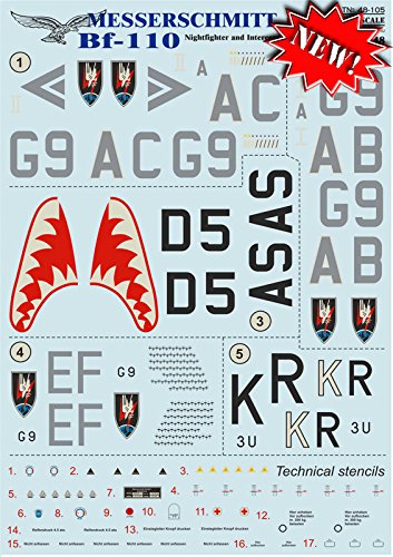Decal pour airplane Messerschmitt Bf.110 impression echelle 1/48