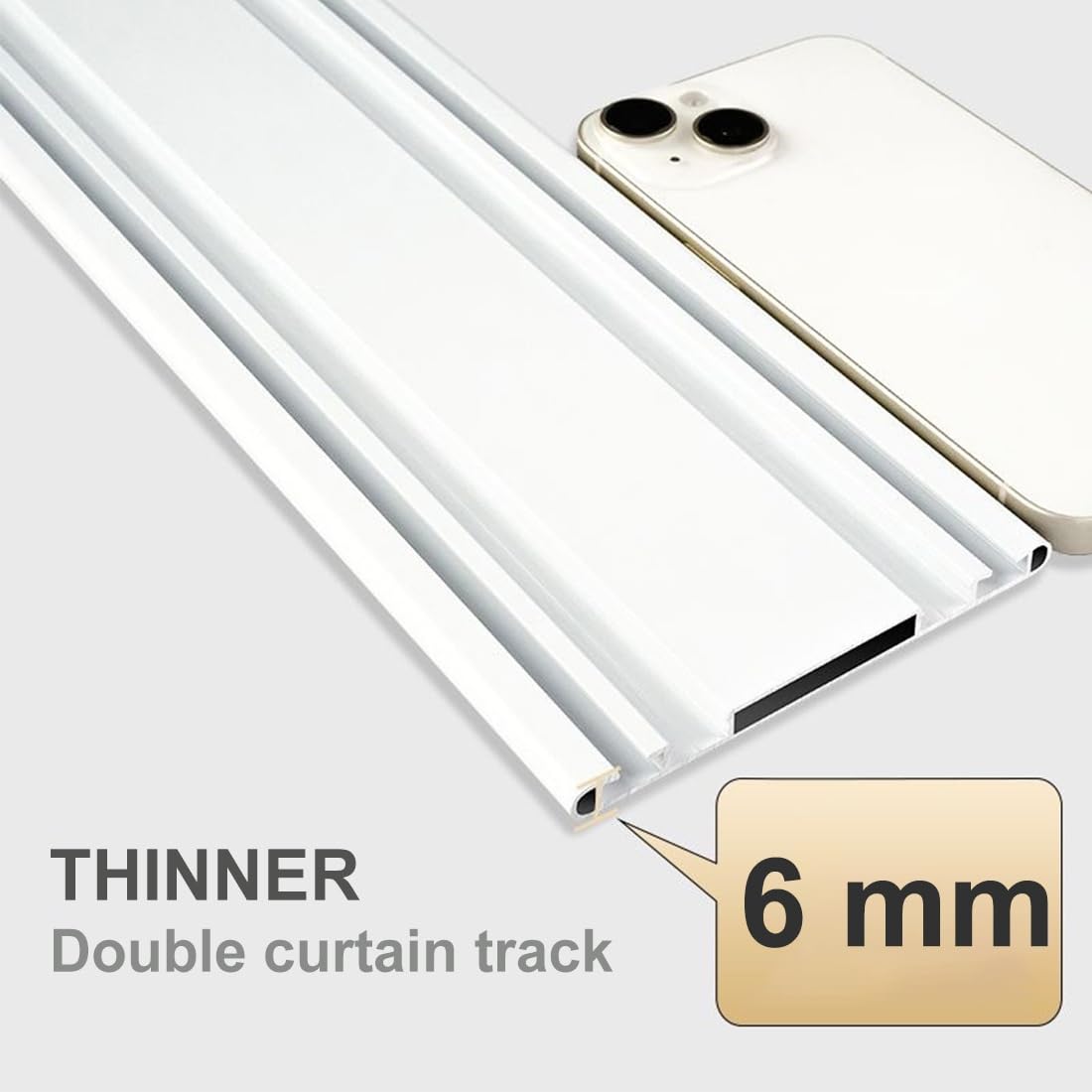 Kit de tringle à rideaux double en aluminium fin – Parfait pour les fenêtres à ouverture vers l'intérieur – Installation facile pour une décoration d'intérieur élégante – Longueur réglable et design