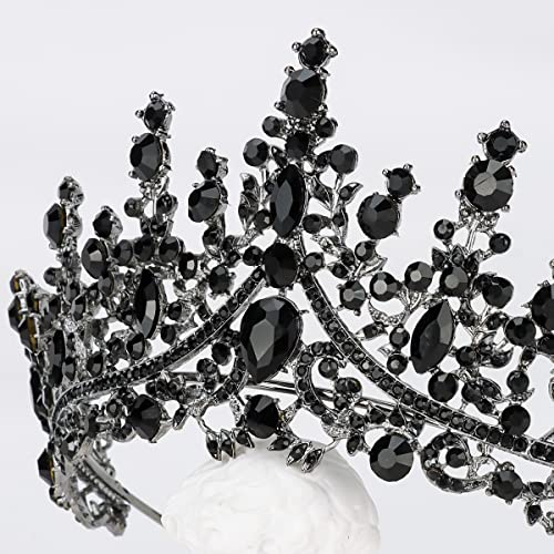 image for TOBATOBA Black Tiaras - Gothic Crystal Crowns for Women, Queen Crown, 