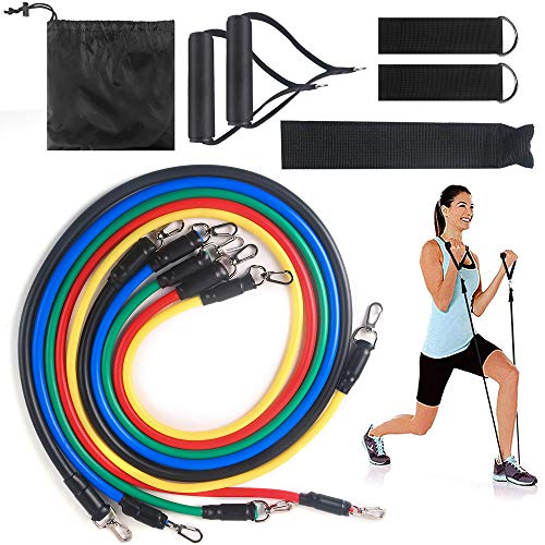SHANNA Oefening Bands Weerstand Man/Vrouwen, Fitness Weerstand Bands Set 11 STKS voor Elastische Training Trekhaak Yoga Pilates