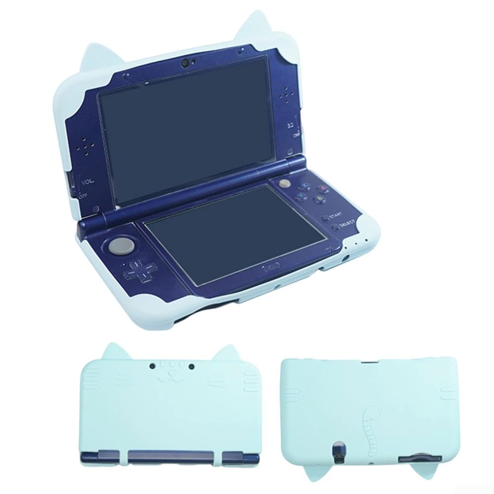 Silikon Schutzhülle für New 3DS LL/XL, stoßfeste Tasche mit niedlichem 3D-Katzenmuster, weiche Hülle mit präzisen Ausschnitten für Tasten und Anschlüsse, rosa(Blue)