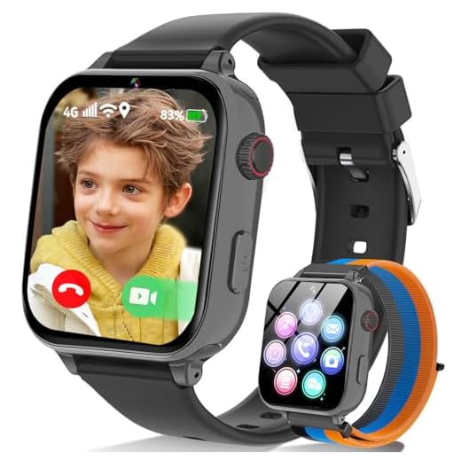 4G Kids Smart Watch Phone GPS, Smartwatch for Boys Girls Ages 4-12 Years with Video Call Chat Class Mode SOS Camera Alarm Games Parental App Touch Watch Gifts for Children (Includes SIM Card) Grey