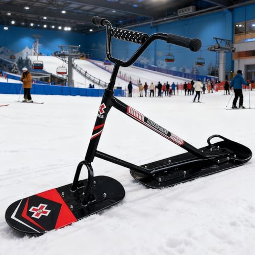 lilishangmao Patinete De Nieve 2026 para Adultos: Dirección De 360° Y Doble Pala,Marco De Aluminio Reforzado - Tabla De Esquí para Exteriores,Capacidad De 150 kg,para Deportes De Invierno Black