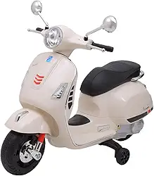 Zippy Toys Moto Elétrica Vespa GTS Scooter Branca 6V Ideal para Criança Acima de 3 Anos à Diversão está Garantida - Peso 9,2Kg