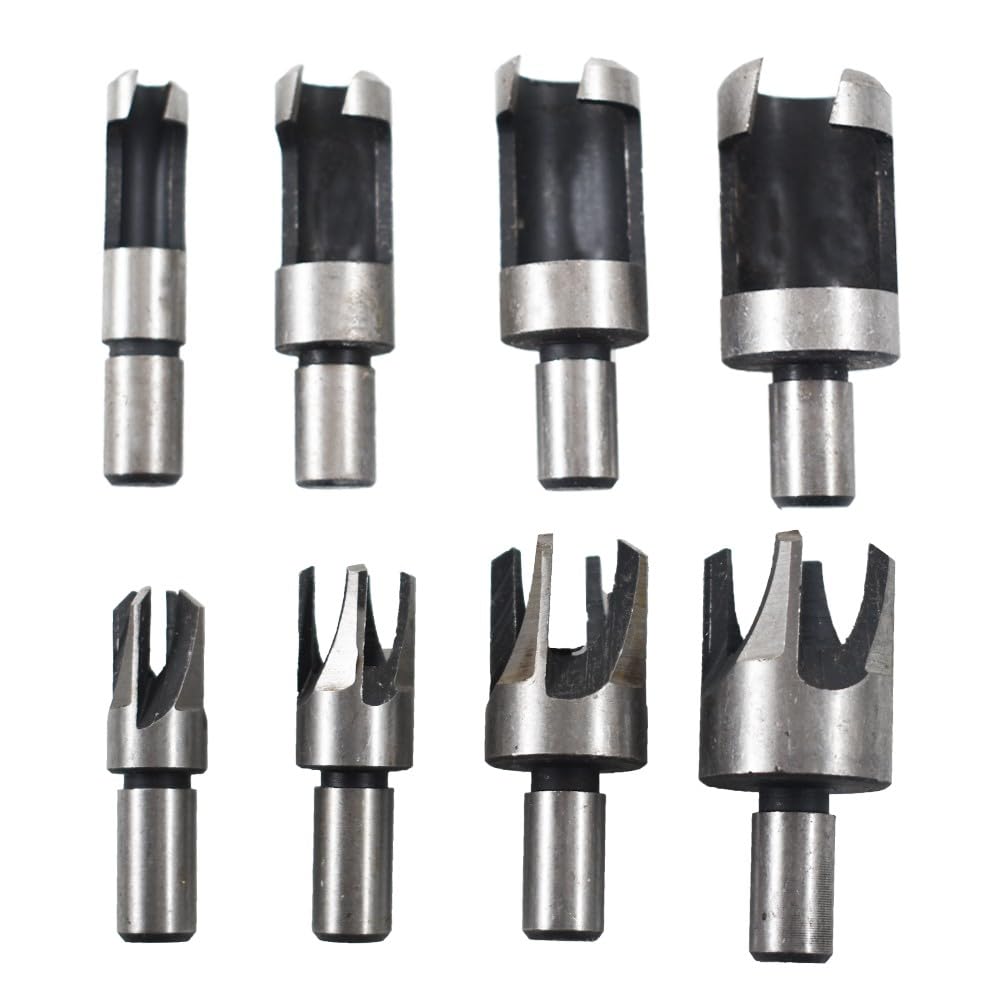 8 Pcs Carbon Steel Wood Plug Hole Cutter Dowel Maker Cutting Shank Drill Bit Set Genuine for OEM Replacement
