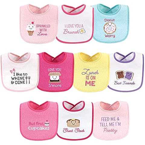 Hudson Baby Unisex Cotton Terry Drooler Bibs with Fiber Filling Bandana, Girl Ice Cream, One Size Cover