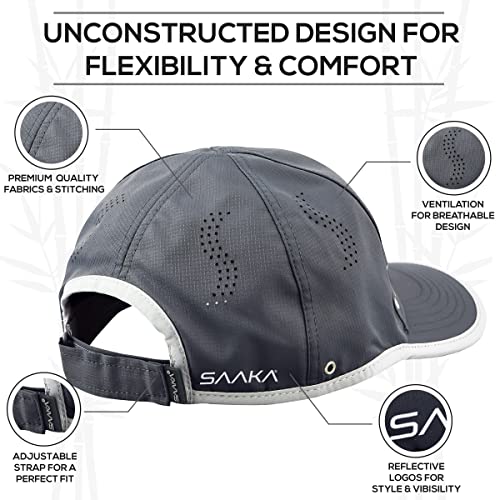 Saaka Lightweight Sport Hat For Men. Fast Drying, Stays Cools. Best For Running, Tennis, Golf & Working Out. (Graphite) #TOP2