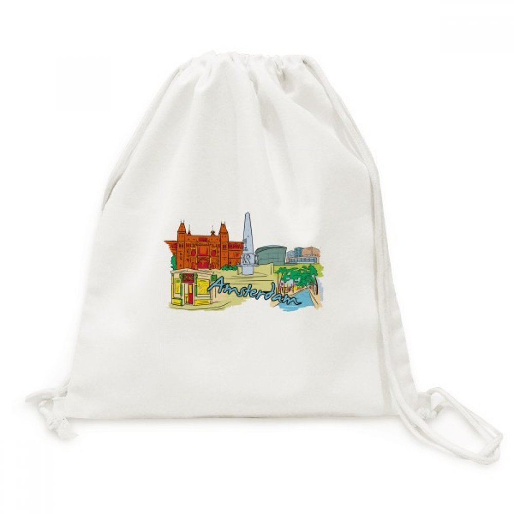 Toile drawstring backpack au motif aquarelle des Pays-Bas