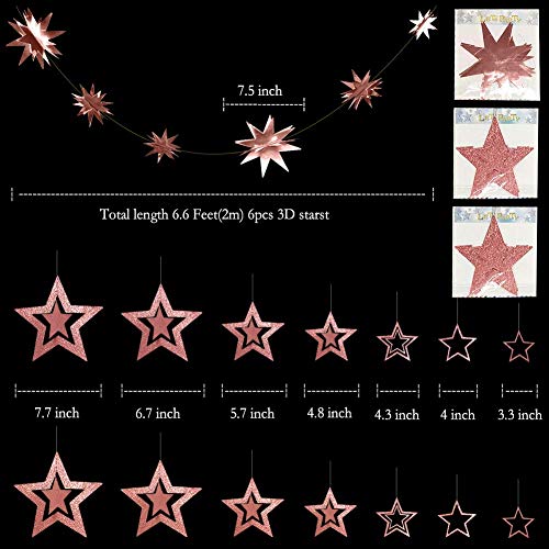 Decor365 Glitter Rose Gold Star Garland Twinkle Little Star Party Decoration Hanging Decor Backdrop Banner Streamer For Birthday/Bday/Baby Shower/Bachelorette/Wedding/Christmas/Engagement/Graduation #TOP1