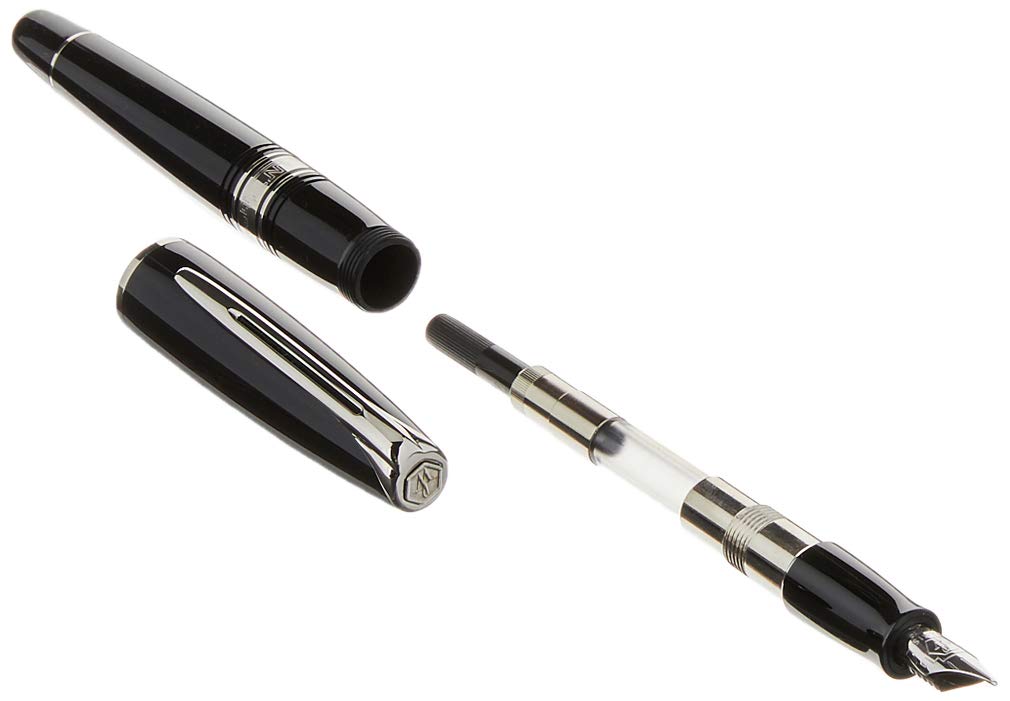 Waterman Charleston Ebony Black, Fountain Pen with Fine solid gold