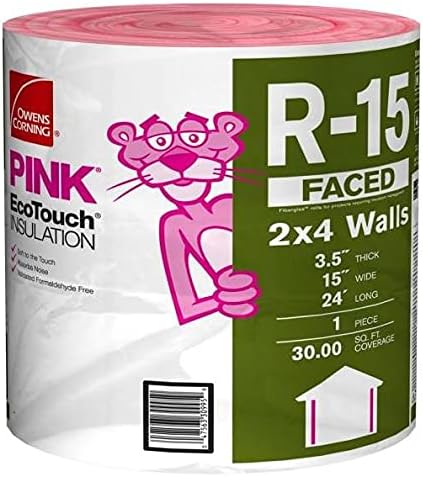 2 Pack Owens Corning R-15 Pink Kraft Faced Fiberglass Insulation Roll 15 in. x 24 ft. (Packed by Eagle Electronics)
