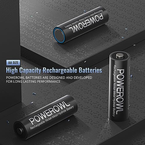 Image of POWEROWL AA Battery 2800 mAh Pack of 20 AA Rechargeable Batteries - Mignon AA Batteries 1.2 V NI-MH Type, Low Self-Discharge with Dust Box