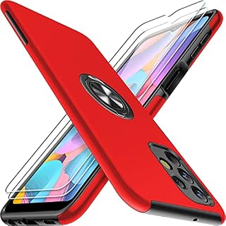 AOUIA Designed for Samsung Galaxy A32 5G Case with 2 Pack Tempered Glass Screen Protector Shockproof Scratch Proof Protective Cover with Built-in Magnetic Kickstand for Samsung Galaxy A32 5G, Green 
