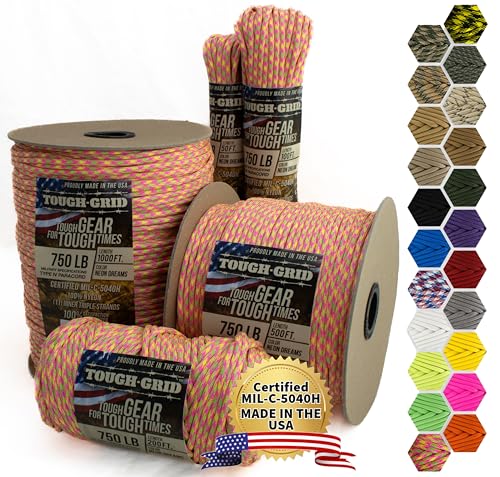 Image of TOUGH-GRID 750 Paracord, 100% Nylon, Made in USA, Type IV Mil-Spec Cord