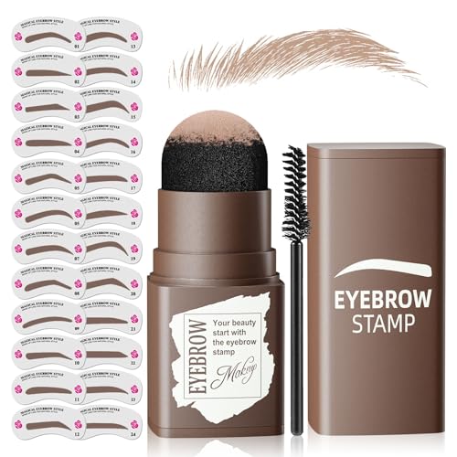 Eyebrow Stamp Stencil Kit - Eyebrow Powder with Brush Long-Lasting & Waterproof Brow Shaping Kit...