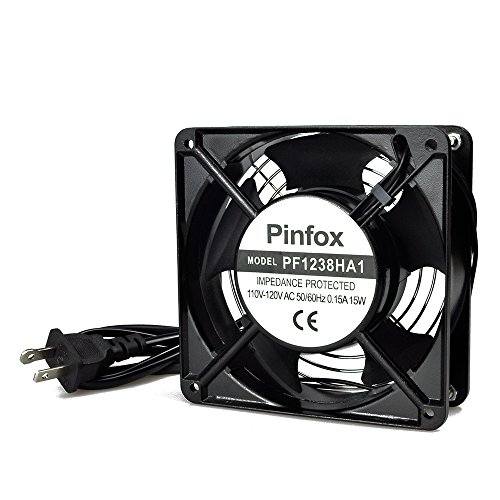 Pinfox 110V AC Axial Cooling Fan, 120mm x 120mm x 38mm 115V 120V High Speed for Cabinet, Incubator, Home Brewing