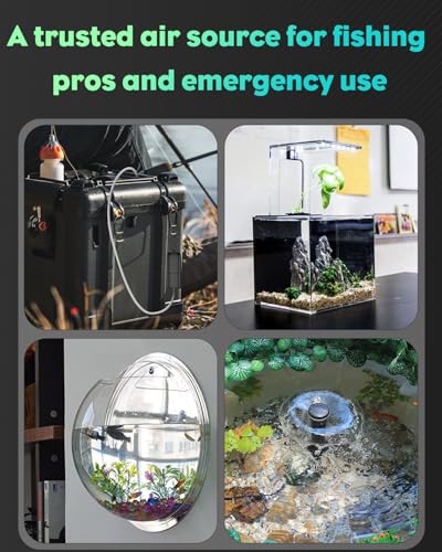 Image of Pawfly Aquarium Lithium Battery Powered Air Pump, Small USB Rechargeable Oxygen Pump for Fish Tanks up to 5 Gallons, 15 GPH Portable Live Bait Aerator Pump for Outdoor Fishing and Fish Transportation