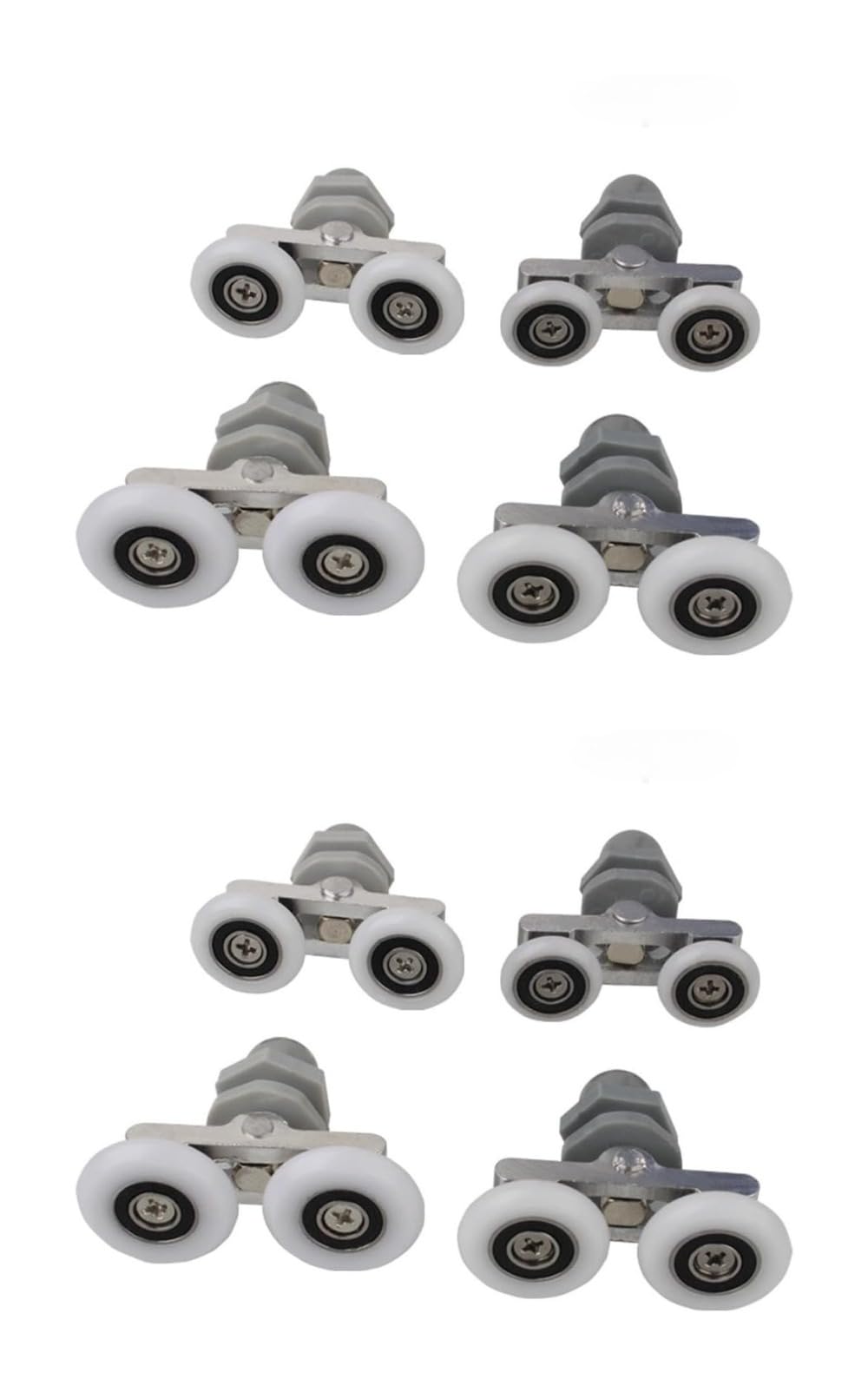 Zaycraye Yellow Pack Of 8 Double Castors For Shower Doors, Sliding Doors, Shower Cubicle Rollers, Double Castors For Easy Sliding In Showers For Glass Sliding Door And Bathroom (19 Mm)