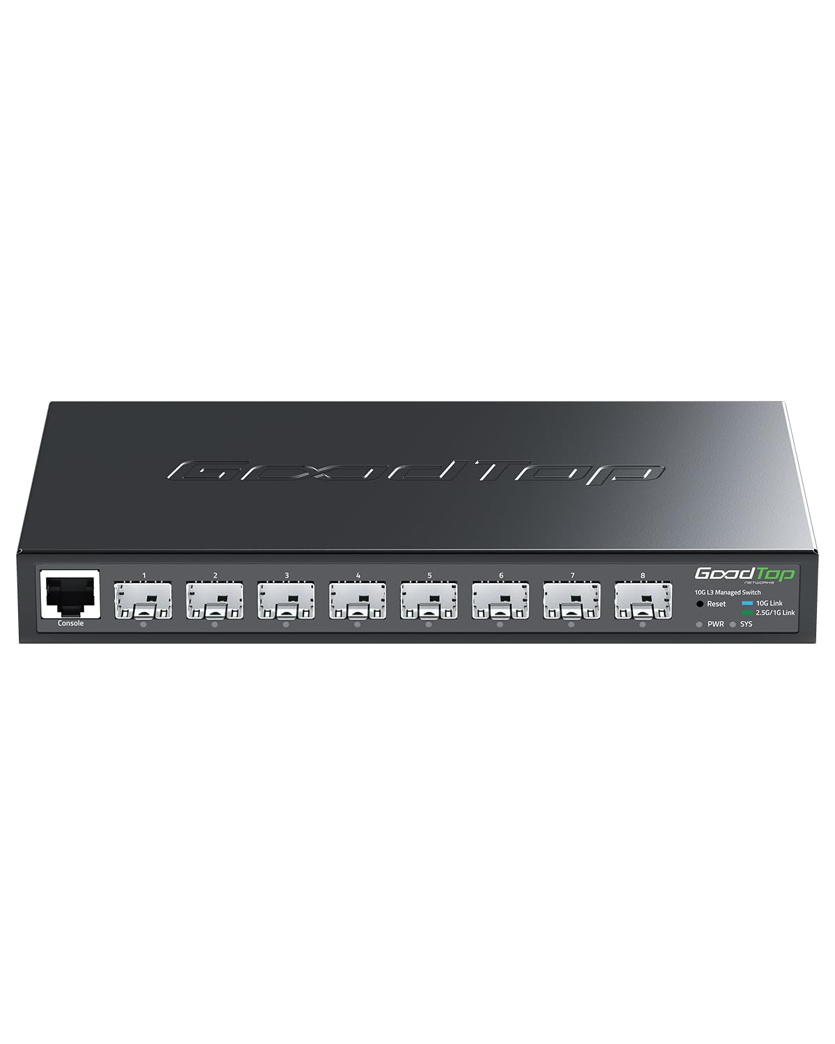 8-Port 10Gb Switch, L3 Switch Managed, Unterstützt OSPF/RIP/VLAN/QoS/LACP | 10 Gbit Netzwerk-Switch nur mit SFP+ Slots | Lüfterlos | Metallgehäuse | Layer 3 Switch mit Web/CLI Verwaltung