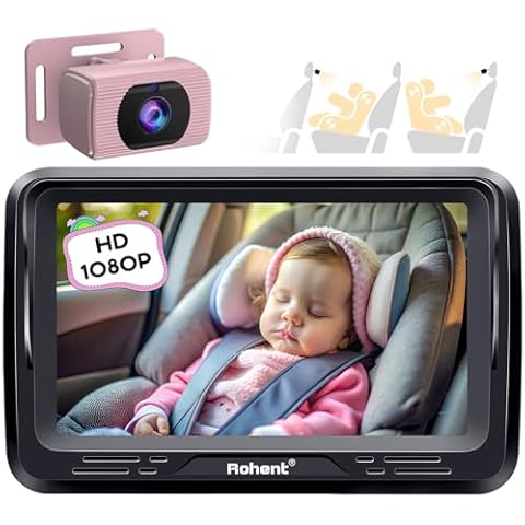 Rohent Pink Baby Car Camera - 1080P HD, 360° Adjustable, Night Vision, 150° Wide-Angle Lens, Easy Installation, Perfect for Baby Girls, Ideal for Parents, Grandparents & Families Cover
