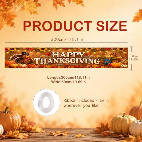 Image of Nuxovilar Happy Thanksgiving Banner,118.1 inchx19.68 inch Polyester
