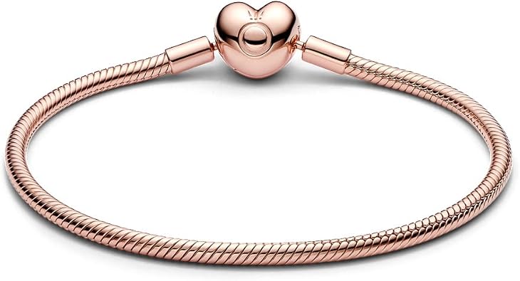 PANDORA Heart Clasp Snake Chain Bracelet - Heart Clasp - Romantic Jewelry for Her with Gift Box - Compatible Moments Charms