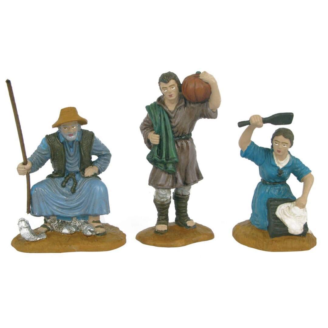 Acan Tradineur - Figuras de Campesinos y Pescador para Belén 10 cm 3 uds
