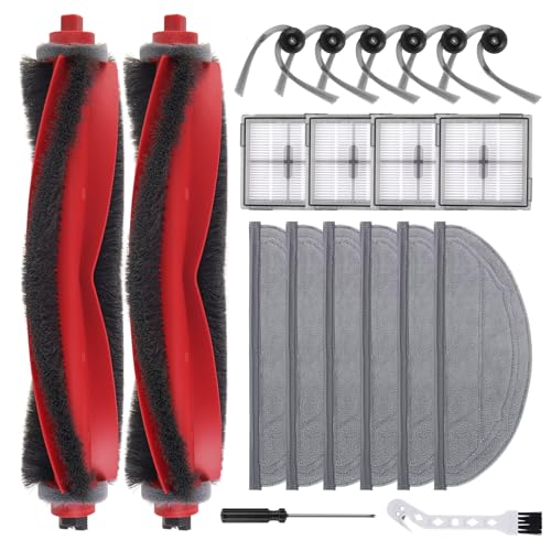 Spofan Zubehör Ersatz Kompatibel für Roborock Q10 S5/Q10 S5+ Plus Saugroboter 2 Hauptbürste 4 Filter 4 Seitenbürsten 6 Mopp Wischtücher