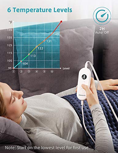 Homech Heating Pad for Back Pain and Cramps - XXX-Large [33 x 17 Inch] Ultra-Soft Heat Pad with Dry & Moist Heat Therapy, 6 Temperature Settings, Auto Shut-Off - Thumbnail 7