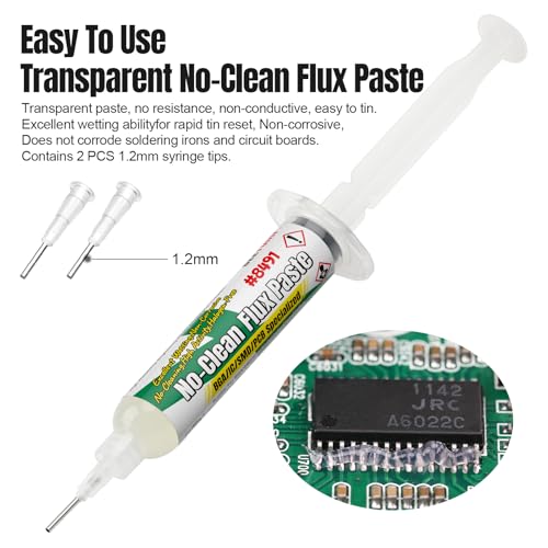 BEEYUIHF No-Clean Electronic Flux, High Activity Solder Flux Paste, SMD Soldering Flux for Electronics, 10 mL Syringe Electrical Flux for BGA/LED/PCB/CPU/IC #8491 - Image 2