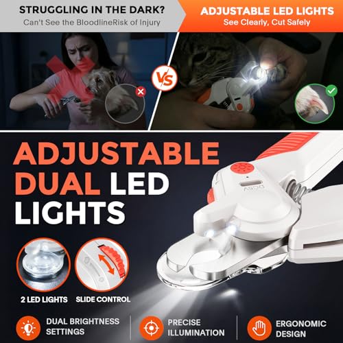 Dogs & Cats Nail Clippers with Light – Safety Guard Pet Nail Trimmer Reveals The Quick, Stainless Steel Blades, Beginner Friendly Grooming Tool for Home Use, Suitable for Small, Medium & Large Pets - Image 3