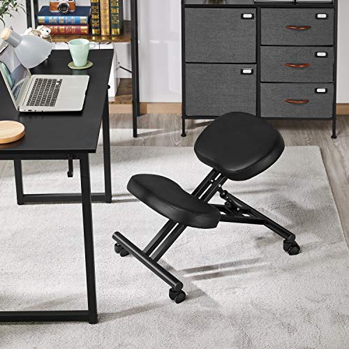 Image of Yaheetech Kneeling Chair Ergonomic Posture Chair for Office Home Standing Work Desk Stool Adjustable Office Chair with Thick Cushion Pad & Flexible Seating Rolling Casters