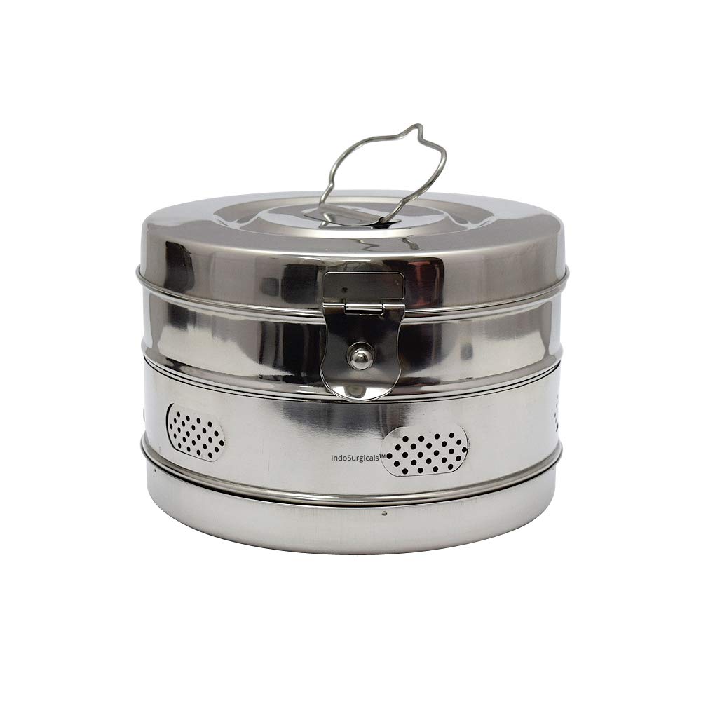 IndoSurgicals Stainless Steel Dressing Drums General Quality, 9" x 6"