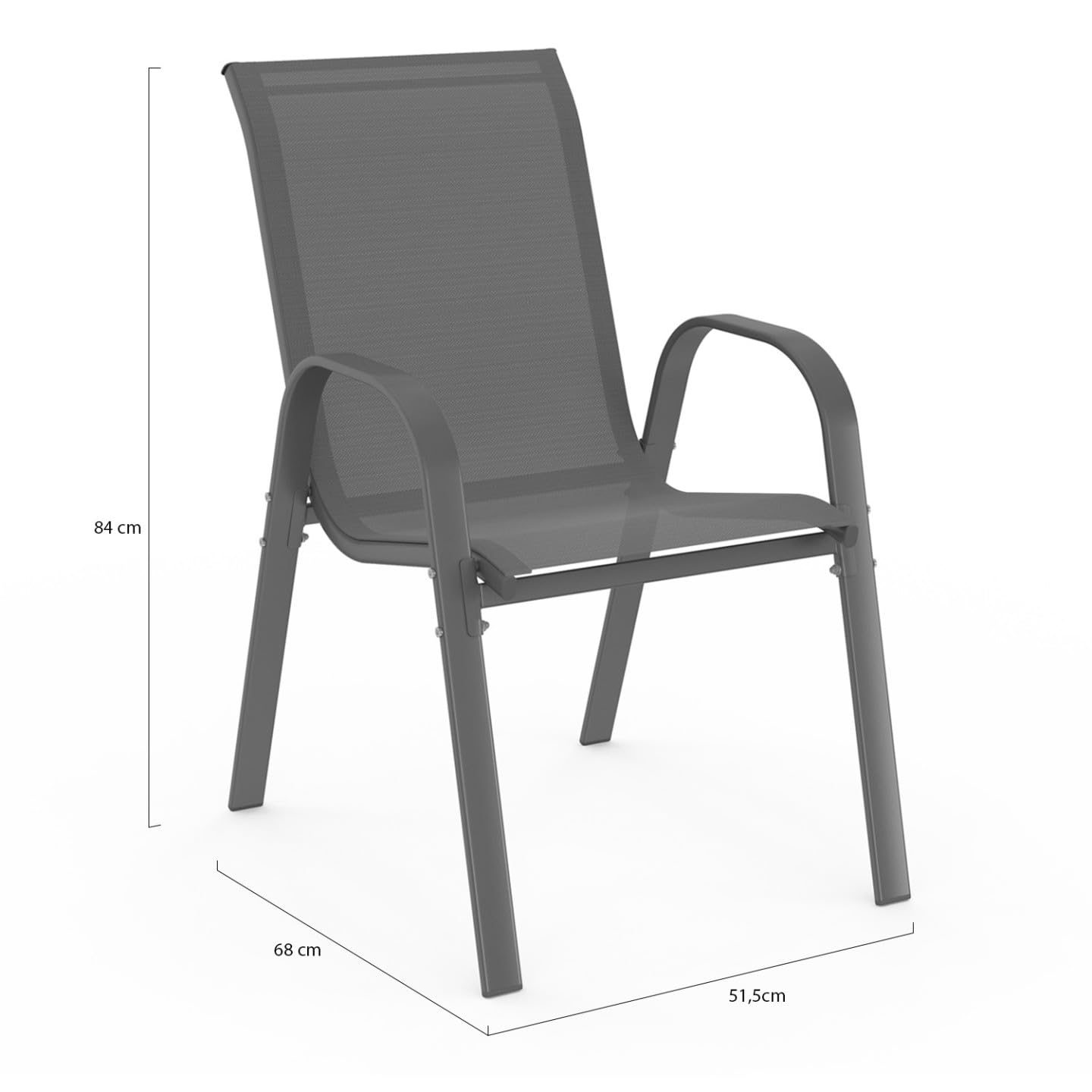 IDMarket - Lot de 6 chaises de Jardin LYMA métal et textilène empilables Gris Anthracite