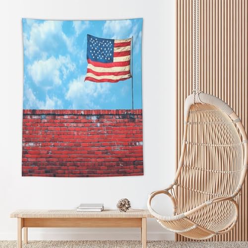 Tapiz de pared de la bandera de EE. UU. sobre ladrillo para decorar tu dormitorio o salón 5