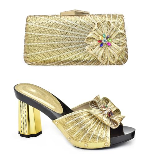 Womens Italian Shoes And Bag Set Wedding Party African High Heel Pumps And Matching Clutch Bag Set