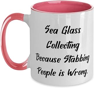 Sea Glass Collecting Because Stabbing People. Two Tone 11oz Mug, Sea Glass Collecting Present From Friends, New Cup For Friends, Hobby supplies, Hobby equipment, Hobby tools, Hobby kits, Gift ideas