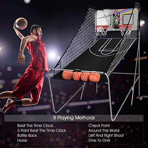 Reuniong Electronic Basketball Game, Indoor Basketball Arcade Game Double Shot 2 Players With 2 Rims 4 Balls #TOP1
