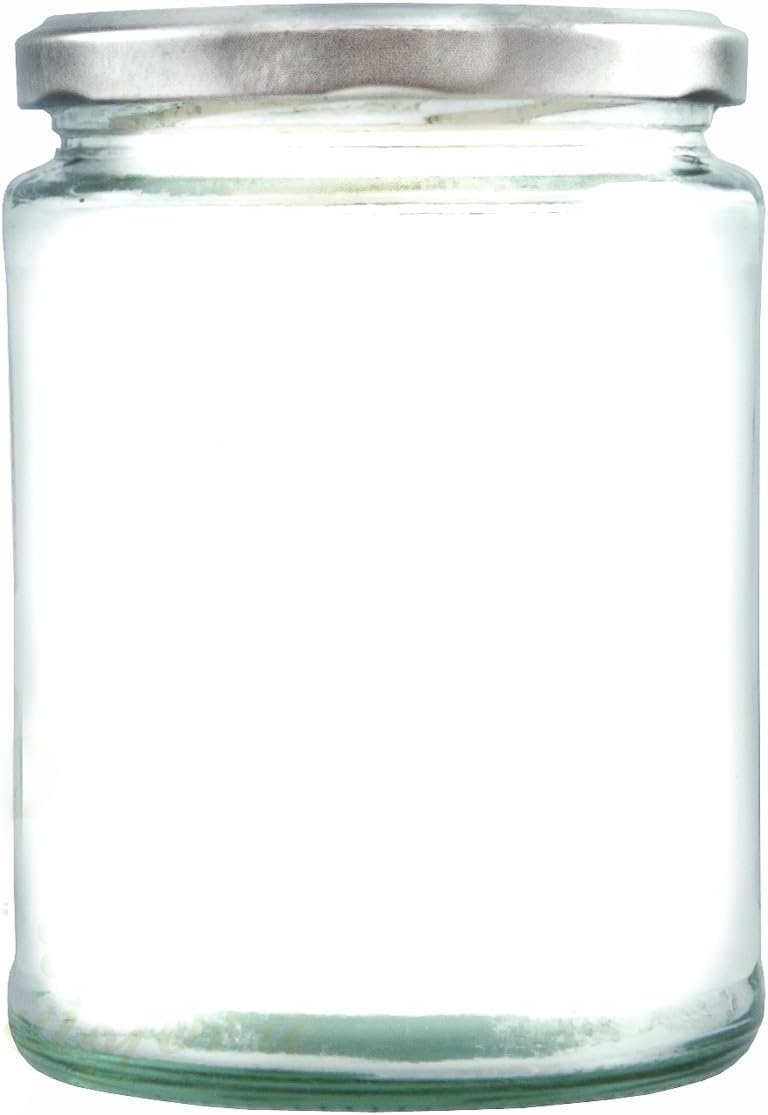 500ml Glass Food Jar with airtight Lid - A Deluxe Jam Jar for Marmalade, Honey and Home Preserves (Silver Lid, Pack of 12)