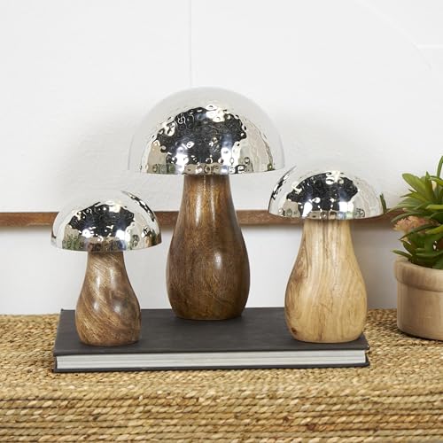 Escultura decorativa set de 3 piezas en acero inoxidable y madera miniatura 3