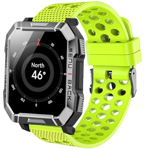 Compatible for Blackview W60 Smart Watch bands, 20mm, 22mm Silicone Replacement Wristbands Sport Strap with Metal Buckle Compatible for IOWODO/Blackview W60,R30 Pro,R50 Smart Watch (Green, 20mmSize)