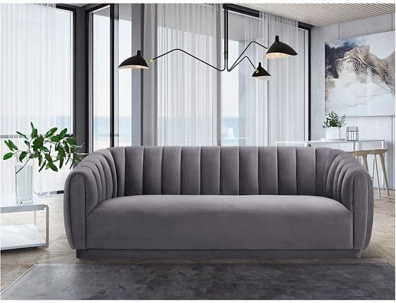 Image of Stylish & Modern Heavy Duty & Luxurious Traditional 3 Seater Sofa Chesterfield Sofa Arm Sofa Three Seater Sofa for Living Room Guest Room Hotels & Office. (Grey).