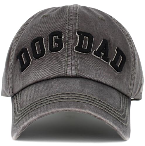 Image of KBETHOS Dog Cat Mom Dad Theme Womens Baseball Cap Distressed Vintage Unconstructed Embroidered Patch Hat