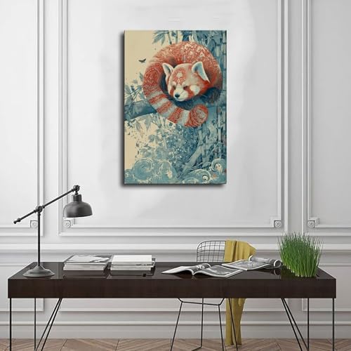 Toile style japonais panda rétro - Douceur et poésie murale - 3