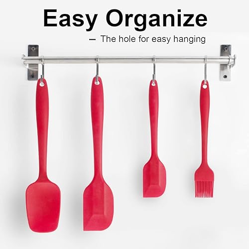 Miniatura 5 de Espátulas de goma de silicona resistentes al calor con núcleo de acero inoxidable para cocinar, hornear, antiadherentes, espátulas de cocina,