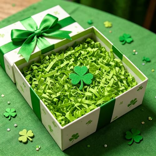 Image of Zankubom 10 LB Fluorescent Green Crinkle Cut Paper Shred Filler Great for Gift Wrapping, Basket Fillers, Birthday, Gift Wrapping, Anniversary, Halloween-20