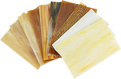 Miniatura 20 de Lanyani Paquete de 10 hojas variadas de vitrales, azulejos grandes de mosaico de vidrio catedral de 4 x 6 pulgadas para manualidades, mezcla verde